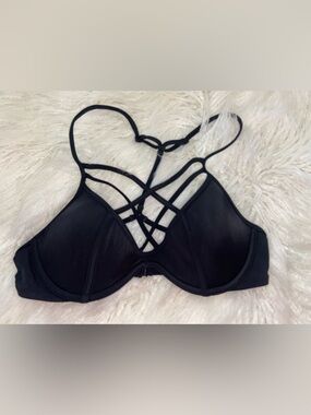 PINK Victoria's Secret Black Strappy Bikini Top
